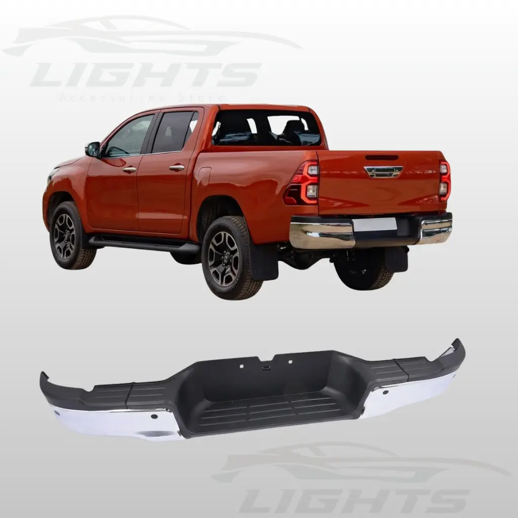 Bumper trasero cromado para Toyota Hilux 2016-2024 versión SR.