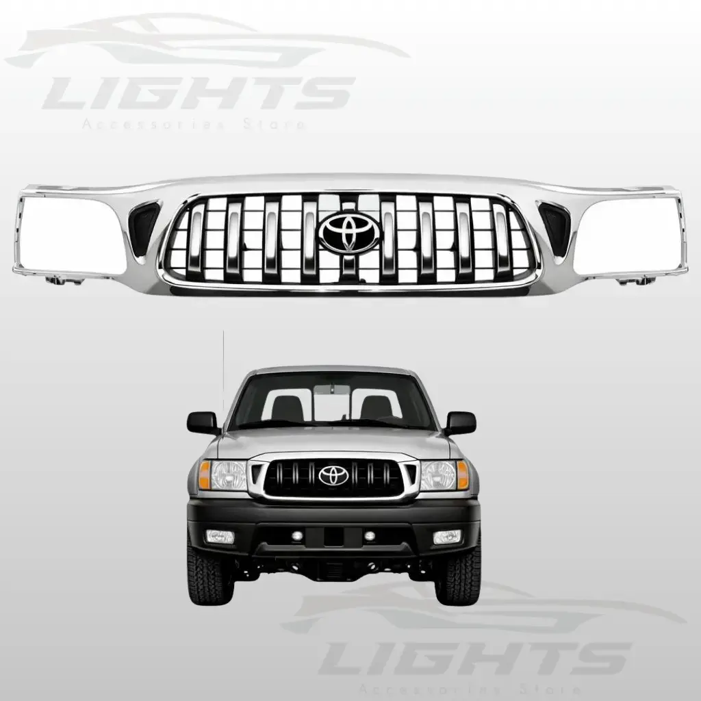 Parrilla delantera cromada compatible con Toyota Tacoma 2001-2004