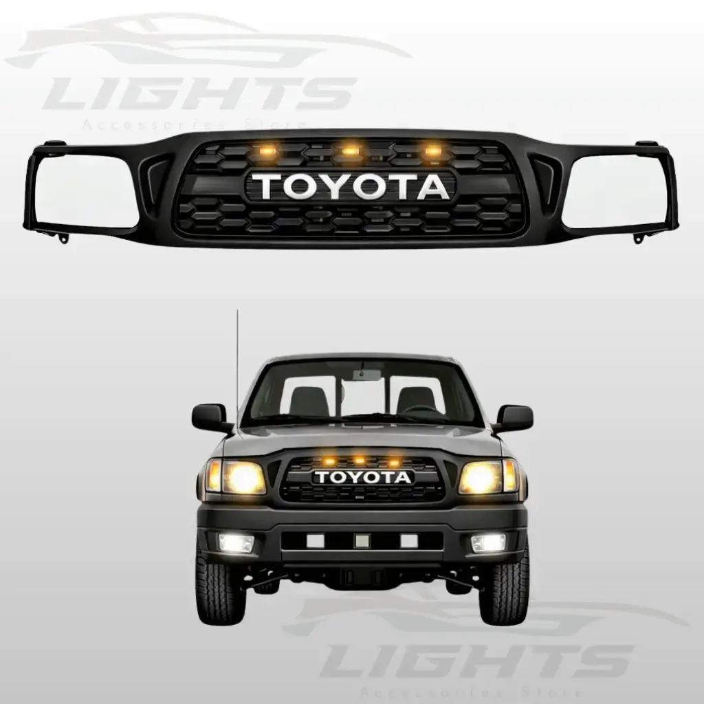 Parrilla delantera con luces compatible con Toyota Tacoma 2001-2004