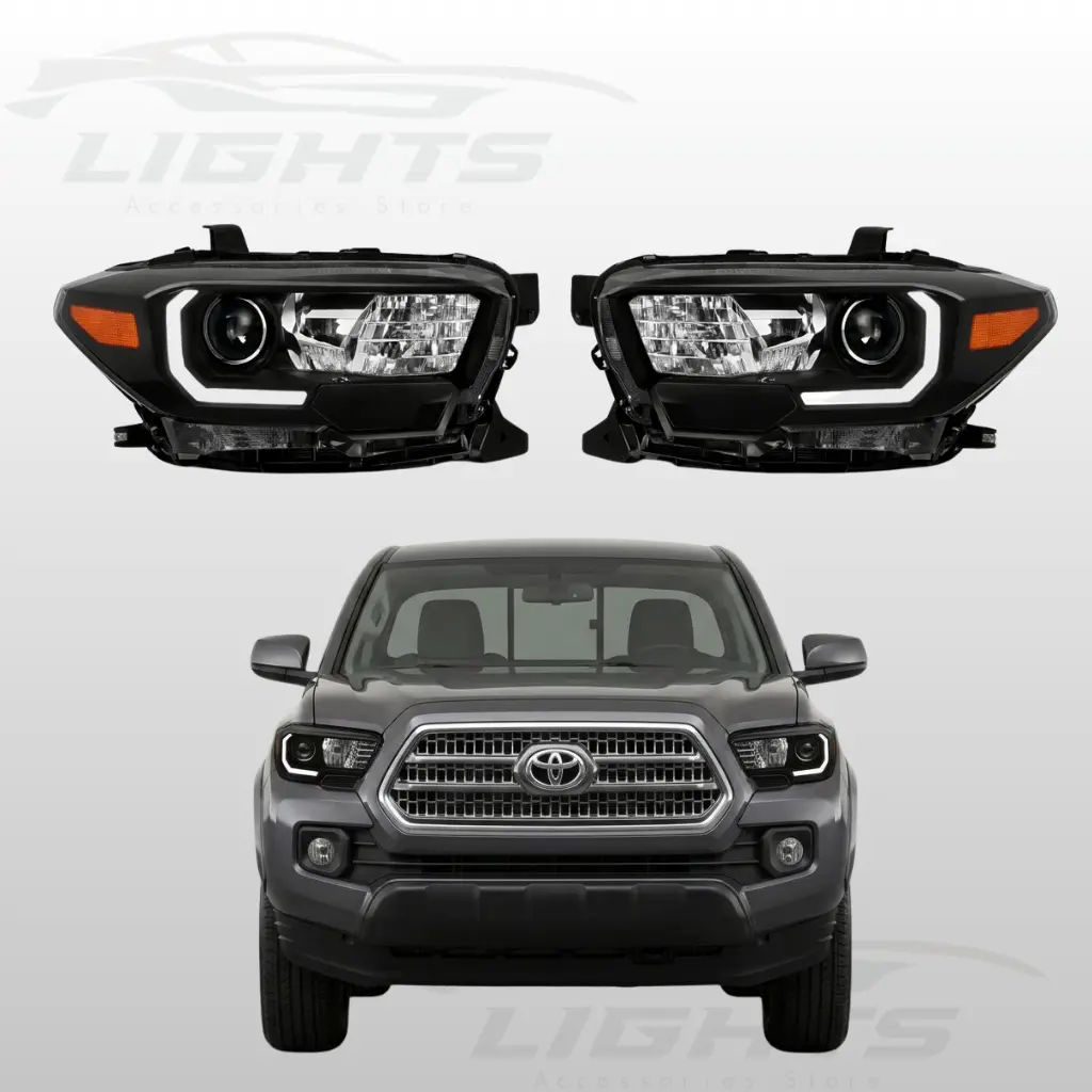Focos DRL Led de fondo negro para Toyota Tacoma 2016-2023.