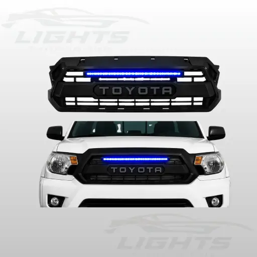 [TYT-TACOMA-1215-004-NEW] Parrilla frontal con barra LED azul compatible con Toyota Tacoma 2012-2015